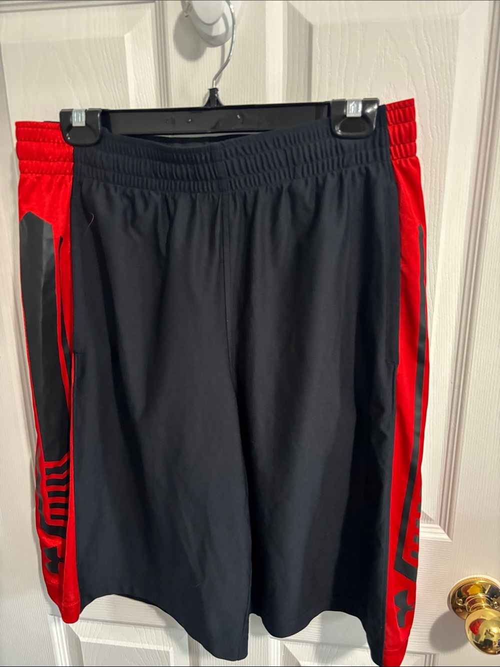 Under Armour Men's Black and Red Athletic Shorts